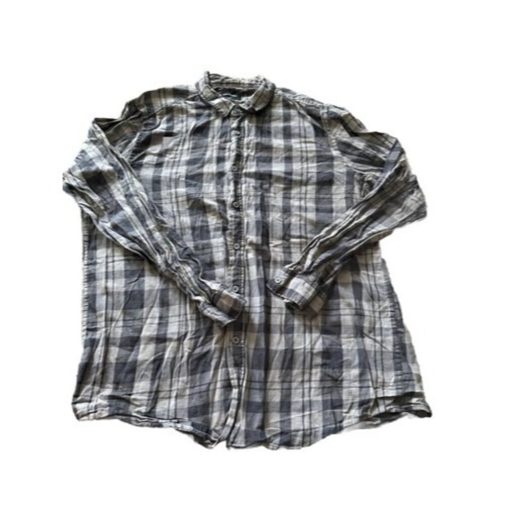 In Extenso Shirt Men's Long Sleeve Plaid Button Up Lightweight Casual Size XL